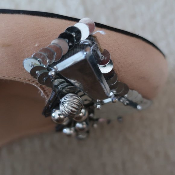 ALESSANDRO DELL'ACQUA SATIN HEEL BEIGE/PEACH/PINK WITH BLOCK HEEL - Picture 8 of 16